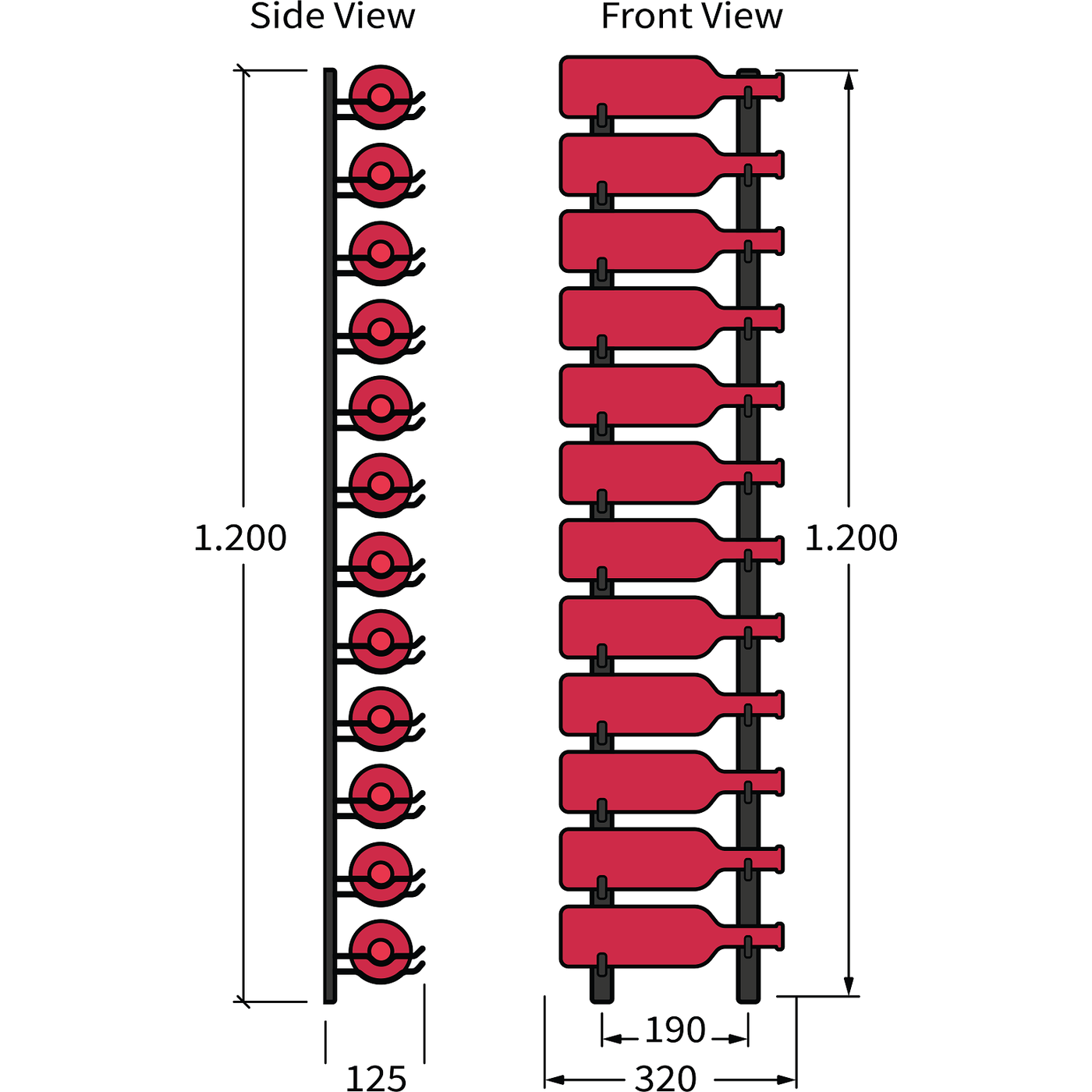 wall mounted wine rack 12 bottles