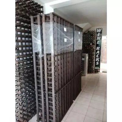 wooden stained wine racking